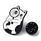 Cartoon Style Cat with Magnifying Glass Enamel Pins JEWB-Q041-01B-3