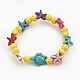 Bracelets extensibles pour enfants en perles synthétiques turquoise (teintes) BJEW-JB03889-03-1