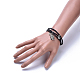 Three Loops Braided Leather Cord Wrap Bracelets BJEW-JB04245-01-5
