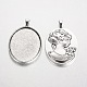 Alliage de style tibétain supports cabochons pendentif ovale grand PALLOY-K109-06AS-RS-2