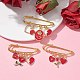 3Pcs 3 Style Valentine's Day Heart/Rose Alloy Enamel Charms Safety Pin Brooch JEWB-BR00134-2