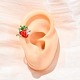Серьги-каффы из клубничной латуни с микропаве из прозрачных кубических цирконий EJEW-U062-06B-G-1