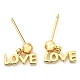 Rack Plating Brass Word Love Dangle Stud Earrings KK-C026-18G-1