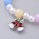 Acrylic Imitated Pearl  Stretch Kids Charm Bracelets BJEW-JB04573-01-2