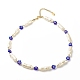 女性のための abs 模造真珠 & ミッレフィオーリ ガラス ビーズ ネックレス  ブルー  15.94インチ（40.5cm） NJEW-JN03918-1