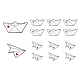 4 pièces 2 style origami avion et navire avec épingle en émail coeur JEWB-LS0001-37-1