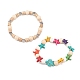2 set di braccialetti elastici con perline di fiori e stelle marine in stile 2 pezzi BJEW-JB08027-4