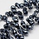Black Plated Glass Teardrop Beads Strands EGLA-F018-F01-2