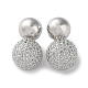 Rack Plating Brass Micro Pave Clear Cubic Zirconia Round Ball Stud Earring EJEW-H099-09P-1
