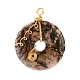 Donut/Pi Disc Natural Gemstone Pendants PALLOY-JF00508-4