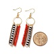 Natural Red Agate & Glass Seed Beaded Tassel Earrings EJEW-JE04805-4