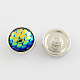 Platinum Metal Colour Brass Shiny Scaly Resin Flat Round Jewelry Snap Buttons SNAP-S006-05-1
