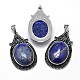 Oval Antique Silver Zinc Alloy Dyed & Heated Natural Lapis Lazuli Big Pendants G-F228-27I-FF-1