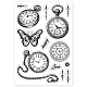 GLOBLELAND Vintage Clock Clear Stamps Pocket Watch Butterfly Silicone Clear Stamp Seals for Cards Making DIY Scrapbooking Photo Journal Album Decoration DIY-WH0167-56-834-8