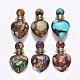 Colgantes de botellas de perfume que se pueden abrir con piedras preciosas mixtas naturales y sintéticas ensambladas en corazón G-R484-01-1