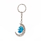 Porte-clés pendentif en alliage lune et lune avec puces de pierres précieuses naturelles et synthétiques KEYC-JKC00465-3