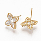 Brass Clear Cubic Zirconia Stud Earrings ZIRC-Q021-080G-NF-1
