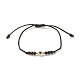 2 pièces plat rond avec coeur acrylique tressé bracelets de perles sertis de graines de verre BJEW-JB08034-01-5