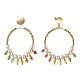 Perle rotonde di perle di conchiglia e orecchini pendenti con grande anello di perle di vetro X1-EJEW-TA00013-3