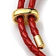 Brass Column Bar Link Bracelet with Leather Cords BJEW-G675-05G-01-3