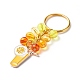 4 pièces porte-clés pendentif en émail fleur/abeille/jus d'orange KEYC-JKC00412-05-5
