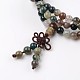 3 Loops Natural Indian Agate Beaded Wrap Bracelets BJEW-D399-09-2