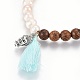 Cotton Thread Tassels Charm Stretch Bracelets BJEW-JB04110-05-2