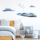 SUPERDANT Ink Painting Wall Decals Landscape Forest Wall Stickers with Birds in the Sky Vinyl Wall Decor for Study Living Room Bedroom Home Wall Decoration 90cmx30cm DIY-WH0228-484-3