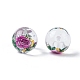 Flower Picture Transparent Glass Round Beads GFB-R004-14mm-M19-2