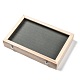 Wooden Ring Presentation Boxes, with Glass, 100 Slots Ring Storage Display Box with Transparent Lid, Rectangle, Antique White, 35x24x5.5cm