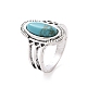 Synthetic Turquoise Finger Rings Set AJEW-PW0005-01A-2