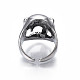 Gothic Punk Skull with Cigarette Alloy Open Cuff Ring with Rhinestone for Men Women RJEW-T009-51AS-3