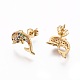 Brass Micro Pave Cubic Zirconia Stud Crawler Earrings EJEW-L229-01G-2