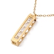 Clear Cubic Zirconia Beaded Rectangle Pendant with 304 Stainless Steel Cable Chains for Women NJEW-P262-05G-1