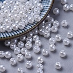 Perles acryliques en perles d'imitation, ronde, blanc, 5mm, Trou: 1mm, environ 8300 pcs/500 g