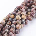 Perles de jaspe peau de léopard rouge naturel brins, ronde, 10mm, Trou: 1mm, Environ 39 pcs/chapelet, 16 pouce