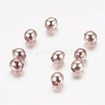 Perlas de espaciador de hierro, sin plomo y cadmio, redondo, oro rosa, 2.5mm, agujero: 1 mm