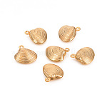 Dijes de acero inoxidable 304, formas de concha, dorado, 13.5x14x4mm, agujero: 1 mm