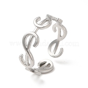 304 Stainless Steel Initial Letter S Open Cuff Ring for Women RJEW-E066-10P