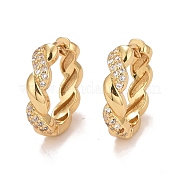 Серьги-кольца в форме веревки из прозрачного циркония EJEW-C022-12G