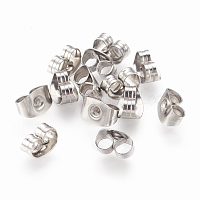 304 Stainless Steel Ear Nuts, Friction Earring Backs for Stud Earrings,  Stainless Steel Color, 6x4.5x3mm, Hole: 0.8mm