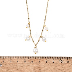 Collana da donna con ciondolo a forma di perla bianca rotonda e catena a maglie piatte in acciaio inossidabile 304.&nbsp;NJEW-JN06100