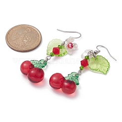 Pendientes colgantes de frutas de vidrio y acrílico&nbsp;EJEW-JE05288