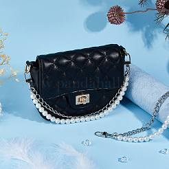 Cadenas decorativas para monedero de doble capa de aluminio y plástico blanco con imitación de perla.&nbsp;FIND-WH00670-127A
