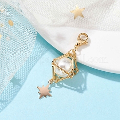 Decorazioni pendenti con perle di conchiglia in ottone&nbsp;HJEW-JM01816-03