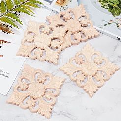 Artisanat d'applique onlay sculpté en bois massif naturel&nbsp;WOOD-WH0101-70