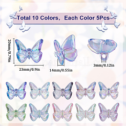 50 Stück 10 Farben UV-Beschichtung Regenbogen schillernde transparente Acrylperlen&nbsp;TACR-SC0001-30
