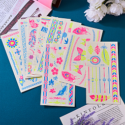 8 Blatt 8 Stil kreative fluoreszierende Arm abnehmbare temporäre Tattoos Papieraufkleber&nbsp;STIC-TA0002-02