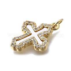 Pendenti in zirconi cubici trasparenti in micro pavè di ottone&nbsp;KK-V010-10G-01