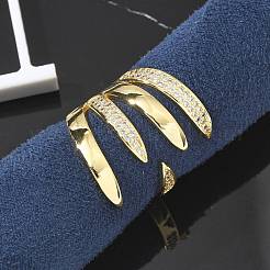 Messing Micro Pave klare Manschettenringe aus Zirkonia&nbsp;RJEW-M029-03G